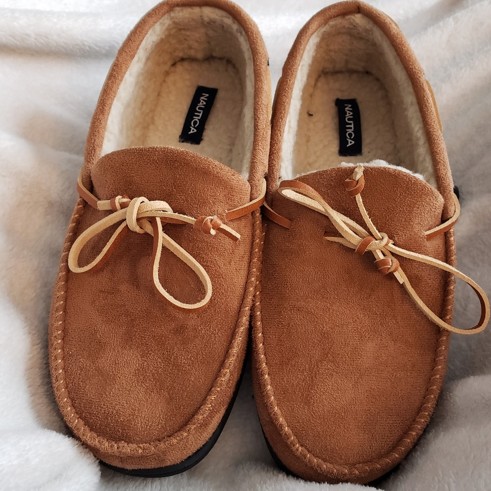 Mens Nautica Suede Slippers with fleece lining sz 8
